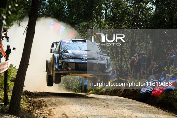 Driver Elfyn Evans and co-driver Scott Martin of the team Toyota Gazoo Racing WRT, Toyota GR Yaris Rally1 Hybrid, face the first day of the...