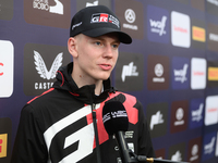 Driver Sami Pajari of the team Toyota Gazoo Racing WRT, Toyota GR Yaris Rally1 Hybrid, attends a press conference during the FIA World Rally...