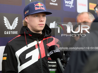 Kalle Rovanpera of the team Toyota Gazoo Racing WRT drives the Toyota GR Yaris Rally1 Hybrid and attends a press conference during the FIA W...