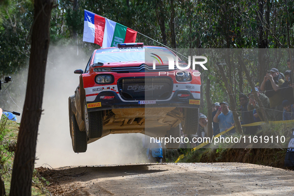 Driver Yohan Rossel and co-driver Arnaud Dunand of the team AEC - DG Sport Competition Citroen C3 face the first day of the race during the...