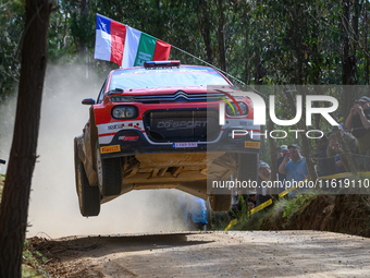 Driver Yohan Rossel and co-driver Arnaud Dunand of the team AEC - DG Sport Competition Citroen C3 face the first day of the race during the...