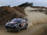 Driver Kalle Rovanpera and co-driver Jonne Halttunen of the team Toyota Gazoo Racing WRT drive the Toyota GR Yaris Rally1 Hybrid. They face...