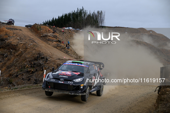 Driver Elfyn Evans and co-driver Scott Martin of the team Toyota Gazoo Racing WRT, Toyota GR Yaris Rally1 Hybrid, face the second day of the...