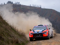 Driver Esapekka Lappi and co-driver Janne Ferm of the Hyundai Shell Mobis World Rally Team, in a Hyundai i20 N Rally1 Hybrid, face the secon...