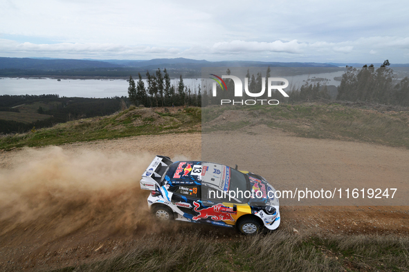 Driver Gregoire Munster and co-driver Louis Louka of the team M-Sport Ford World Rally Team Ford Puma Rally1 Hybrid face the second day of t...