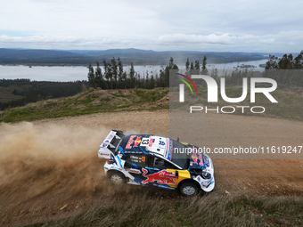 Driver Gregoire Munster and co-driver Louis Louka of the team M-Sport Ford World Rally Team Ford Puma Rally1 Hybrid face the second day of t...