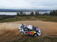 Driver Gregoire Munster and co-driver Louis Louka of the team M-Sport Ford World Rally Team Ford Puma Rally1 Hybrid face the second day of t...