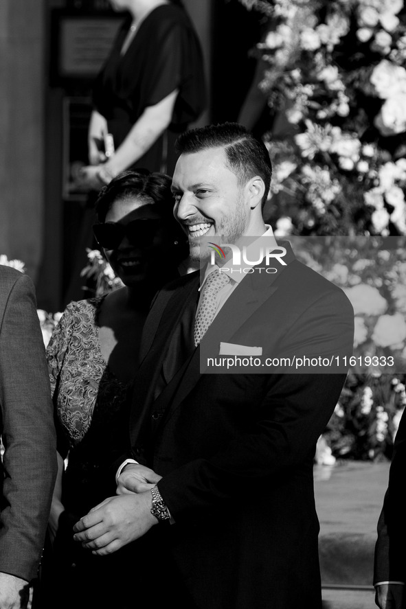 Matthew Jeremiah Kumar arrives for his wedding with Princess Theodora Glucksburg of Greece at the Metropolitan Cathedral of Athens in Athens...