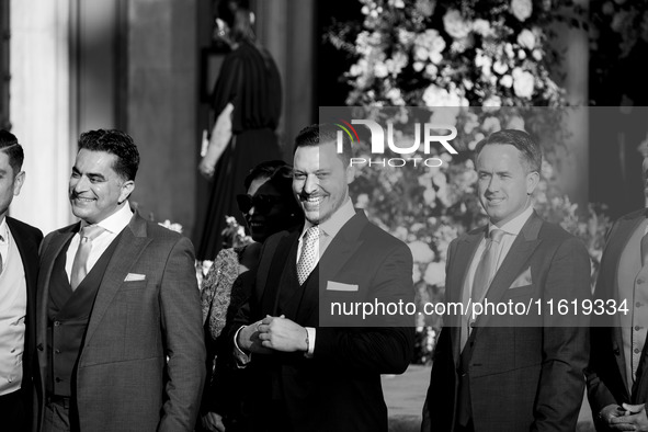 Matthew Jeremiah Kumar arrives for his wedding with Princess Theodora Glucksburg of Greece at the Metropolitan Cathedral of Athens in Athens...