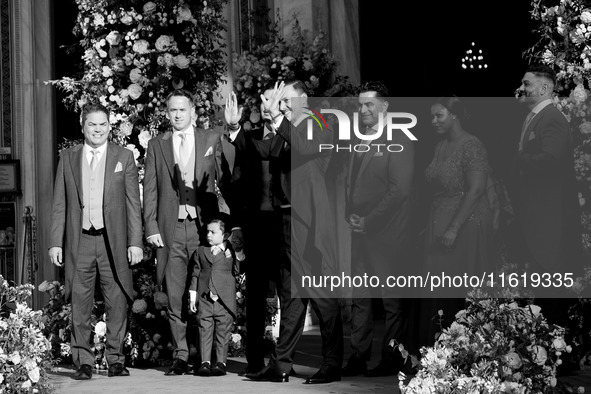 Matthew Jeremiah Kumar arrives for his wedding with Princess Theodora Glucksburg of Greece at the Metropolitan Cathedral of Athens in Athens...