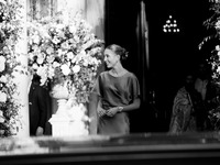 Olympia of Greece, a bridesmaid, arrives for the wedding of Princess Theodora Glucksburg of Greece and Matthew Jeremiah Kumar at the Metropo...