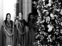 Olympia of Greece, a bridesmaid, arrives for the wedding of Princess Theodora Glucksburg of Greece and Matthew Jeremiah Kumar at the Metropo...