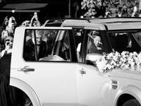 Princess Theodora Glucksburg of Greece and her brother Pavlos, former Crown Prince of Greece, arrive for her wedding with Matthew Jeremiah K...