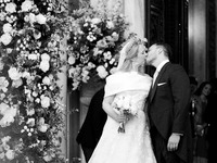 Princess Theodora Glucksburg of Greece and Matthew Jeremiah Kumar kiss each other after their wedding at the Metropolitan Cathedral in Athen...