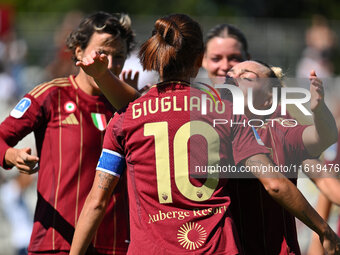 Manuela Giugliano of A.S. Roma Femminile celebrates after scoring the goal of 1-0 during the 4th day of the Serie A Femminile eBay Champions...