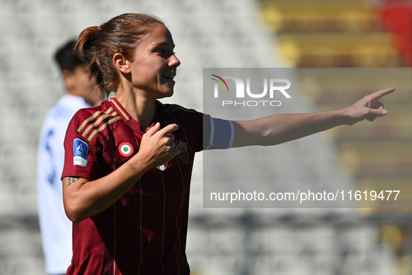 Manuela Giugliano of A.S. Roma Femminile celebrates after scoring the goal of 1-0 during the 4th day of the Serie A Femminile eBay Champions...