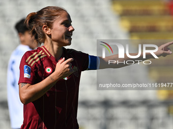 Manuela Giugliano of A.S. Roma Femminile celebrates after scoring the goal of 1-0 during the 4th day of the Serie A Femminile eBay Champions...