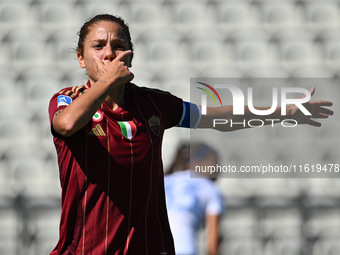 Manuela Giugliano of A.S. Roma Femminile celebrates after scoring the goal of 1-0 during the 4th day of the Serie A Femminile eBay Champions...