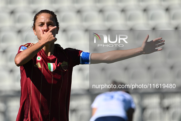 Manuela Giugliano of A.S. Roma Femminile celebrates after scoring the goal of 1-0 during the 4th day of the Serie A Femminile eBay Champions...