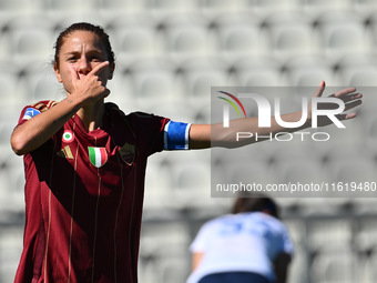 Manuela Giugliano of A.S. Roma Femminile celebrates after scoring the goal of 1-0 during the 4th day of the Serie A Femminile eBay Champions...