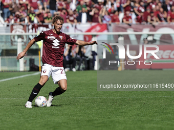 Mergim Vojvoda during the Serie A 2024-2025 match between Torino and Lazio in Torino, Italy, on September 29, 2024 (