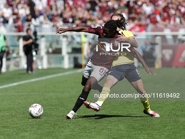 Adrien Tam?ze during the Serie A 2024-2025 match between Torino and Lazio in Torino, Italy, on September 29, 2024 