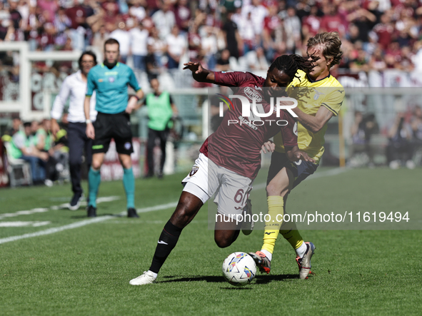 Adrien Tam?ze during the Serie A 2024-2025 match between Torino and Lazio in Torino, Italy, on September 29, 2024 