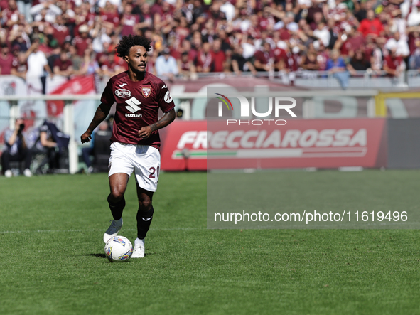 Valentino Lazaro during the Serie A 2024-2025 match between Torino and Lazio in Torino, Italy, on September 29, 2024 