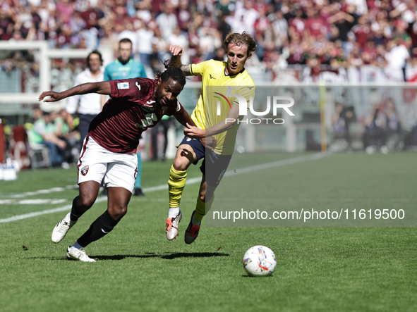 Adrien Tam?ze during the Serie A 2024-2025 match between Torino and Lazio in Torino, Italy, on September 29, 2024 