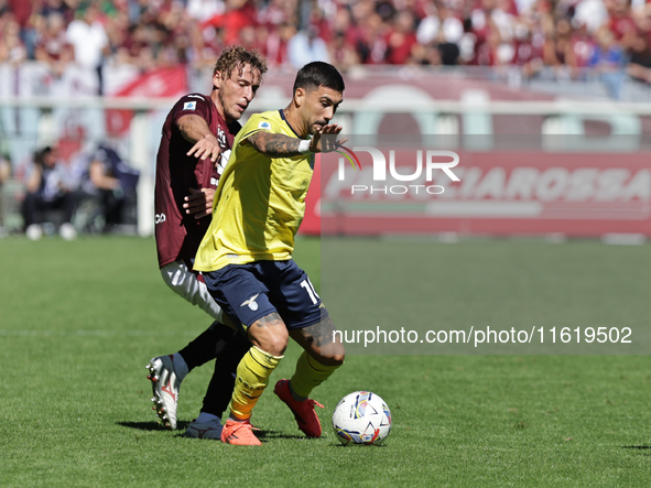 Mattia Zaccagni during the Serie A 2024-2025 match between Torino and Lazio in Torino, Italy, on September 29, 2024 