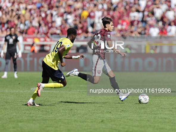 Samuele Ricci during the Serie A 2024-2025 match between Torino and Lazio in Torino, Italy, on September 29, 2024 