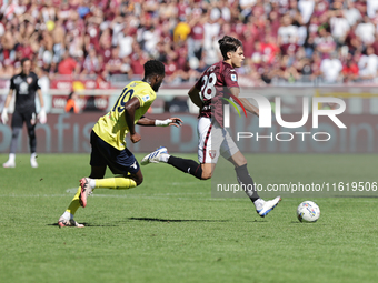 Samuele Ricci during the Serie A 2024-2025 match between Torino and Lazio in Torino, Italy, on September 29, 2024 (