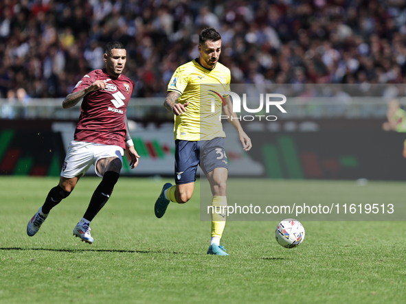 Mario Gila during the Serie A 2024-2025 match between Torino and Lazio in Torino, Italy, on September 29, 2024 