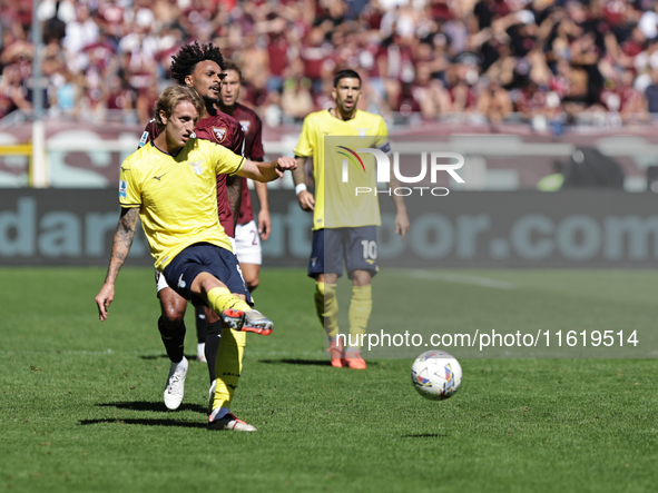 Nicolo Rovella during the Serie A 2024-2025 match between Torino and Lazio in Torino, Italy, on September 29, 2024 