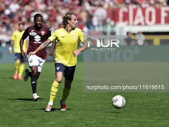 Nicolo Rovella during the Serie A 2024-2025 match between Torino and Lazio in Torino, Italy, on September 29, 2024 