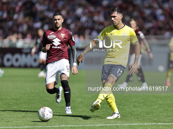 Alessio Romagnoli during the Serie A 2024-2025 match between Torino and Lazio in Torino, Italy, on September 29, 2024 