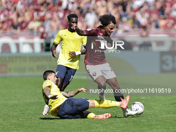 Valentino Lazaro during the Serie A 2024-2025 match between Torino and Lazio in Torino, Italy, on September 29, 2024 