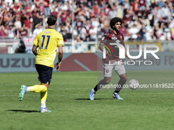 Sa?l Coco during the Serie A 2024-2025 match between Torino and Lazio in Torino, Italy, on September 29, 2024 (