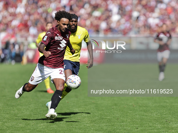 Valentino Lazaro during the Serie A 2024-2025 match between Torino and Lazio in Torino, Italy, on September 29, 2024 