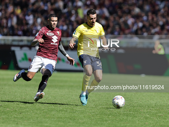 Mario Gila during the Serie A 2024-2025 match between Torino and Lazio in Torino, Italy, on September 29, 2024 