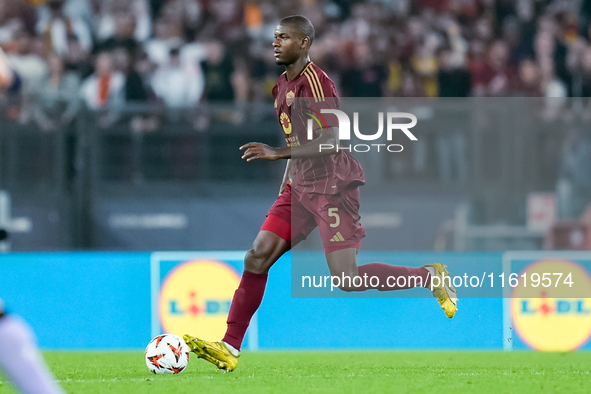 Evan Ndicka of AS Roma during the UEFA Europa League 2024/25 League Phase MD1 match between AS Roma and Athletic Club at Stadio Olimpico on...