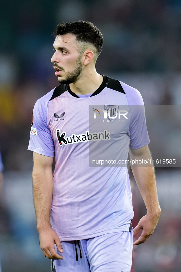 Aitor Paredes of Athletic Club looks on during the UEFA Europa League 2024/25 League Phase MD1 match between AS Roma and Athletic Club at St...