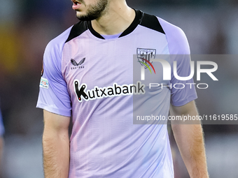 Aitor Paredes of Athletic Club looks on during the UEFA Europa League 2024/25 League Phase MD1 match between AS Roma and Athletic Club at St...