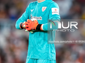 Julen Agirrezabala of Athletic Club looks on during the UEFA Europa League 2024/25 League Phase MD1 match between AS Roma and Athletic Club...