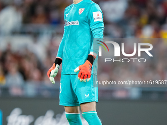 Julen Agirrezabala of Athletic Club looks on during the UEFA Europa League 2024/25 League Phase MD1 match between AS Roma and Athletic Club...