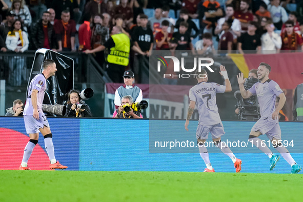 Aitor Paredes of Athletic Club celebrates after scoring first goal during the UEFA Europa League 2024/25 League Phase MD1 match between AS R...