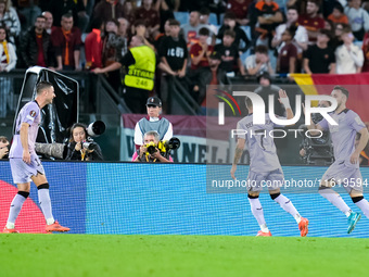 Aitor Paredes of Athletic Club celebrates after scoring first goal during the UEFA Europa League 2024/25 League Phase MD1 match between AS R...