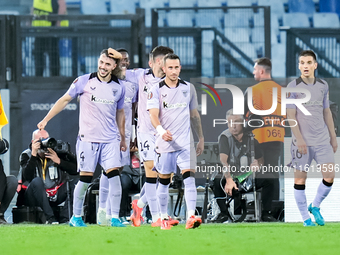 Aitor Paredes of Athletic Club celebrates after scoring first goal during the UEFA Europa League 2024/25 League Phase MD1 match between AS R...