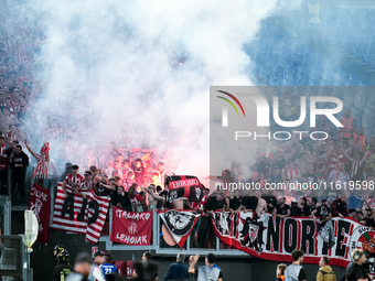 Supporters of Athletic Club during the UEFA Europa League 2024/25 League Phase MD1 match between AS Roma and Athletic Club at Stadio Olimpic...