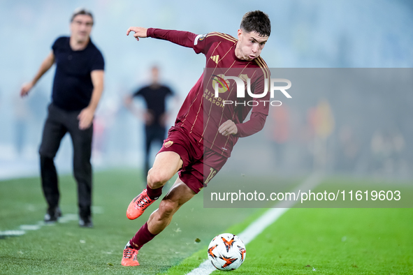 Matias Soule' of AS Roma during the UEFA Europa League 2024/25 League Phase MD1 match between AS Roma and Athletic Club at Stadio Olimpico o...